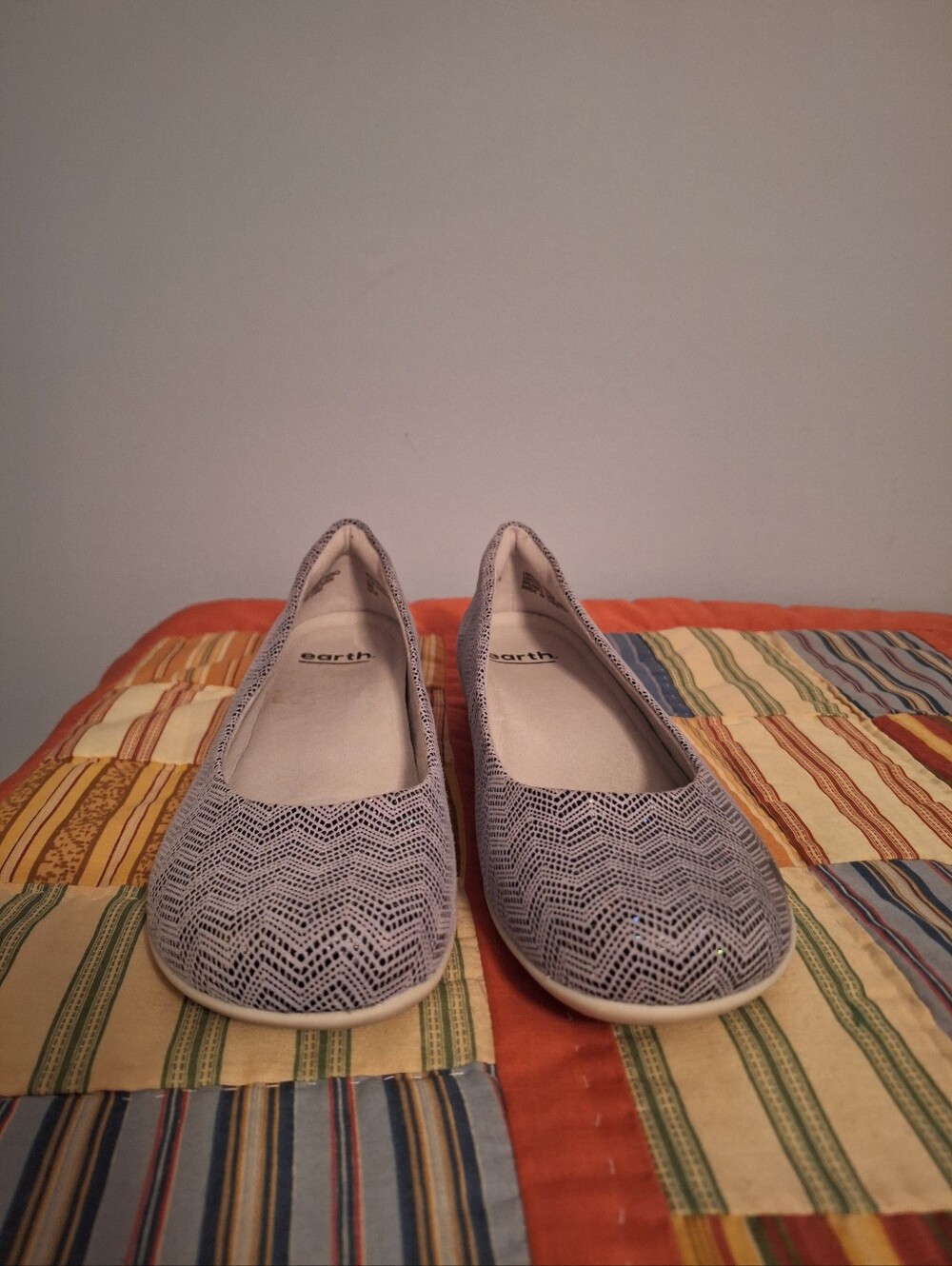 Earth Alder Astoria Light Blue Shimmer Chevron Ballet Flats Women's Size 8M